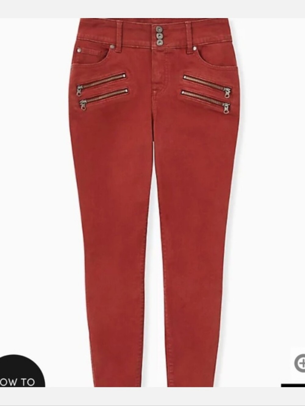Torrid Skinny Jegging Zippers Three Button Pants Brick Red Very Soft
